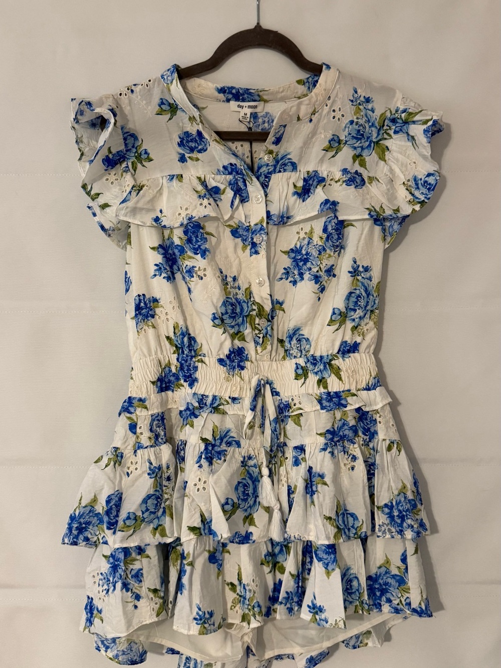FANCYD Blue Floral Ruffle Romper - Women's Jumpsuit - Picture 2 of 7